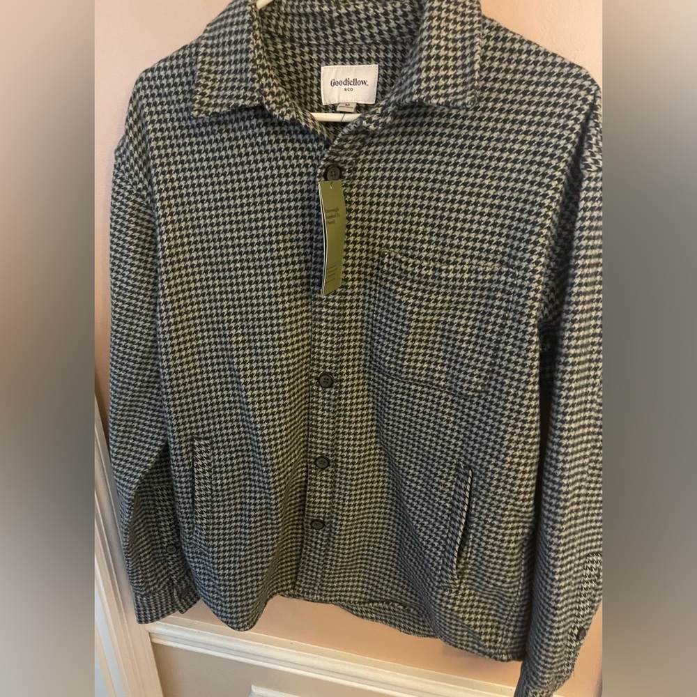 Men’s Black and White Houndstooth Jacket M NWT